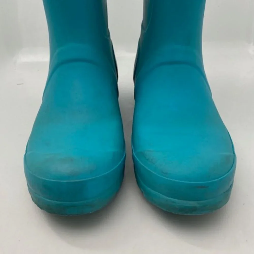 HUNTER Original Tall Turquoise Blue Rain Boots AND Socks Sz 7 Wellies